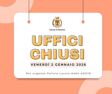 Uffici comunali chiusi venerdì 2 gennaio 2026