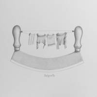 Mezzaluna da cucina con panni stesi disegnati