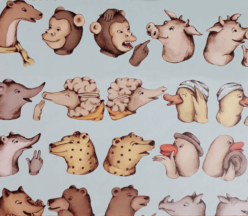 Volti di animali disegnati