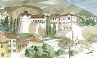 immagine di un acquerello raffigurante il castello di Rovereto