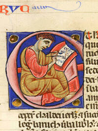 capolettera tratto dalla Bibbia Bassetti, XII sec. Foto Luciano Palombi-Biblioteca comunale di Trento