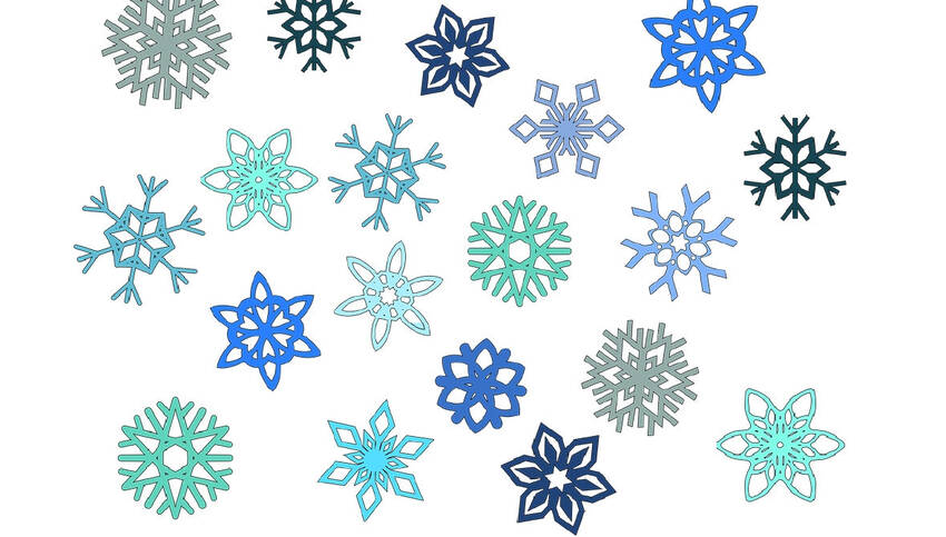 particolare della locandina con disegni di critalli di neve particolare della locandina con disegni di critalli di neve