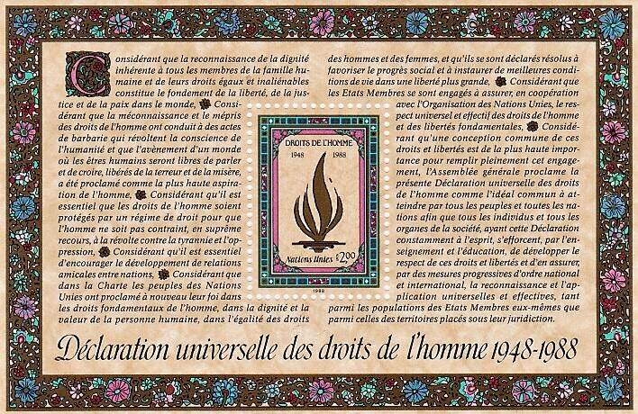 Un francobollo sulla Dichiarazione universale dei diritti dell'uomo 1948