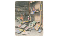 Immagine tratta dall'albo illustrato Una notte in biblioteca di Kazuhito Kazeki e Chiaki Okada, pubblicato nel 2022 da Kira Kira edizioni.