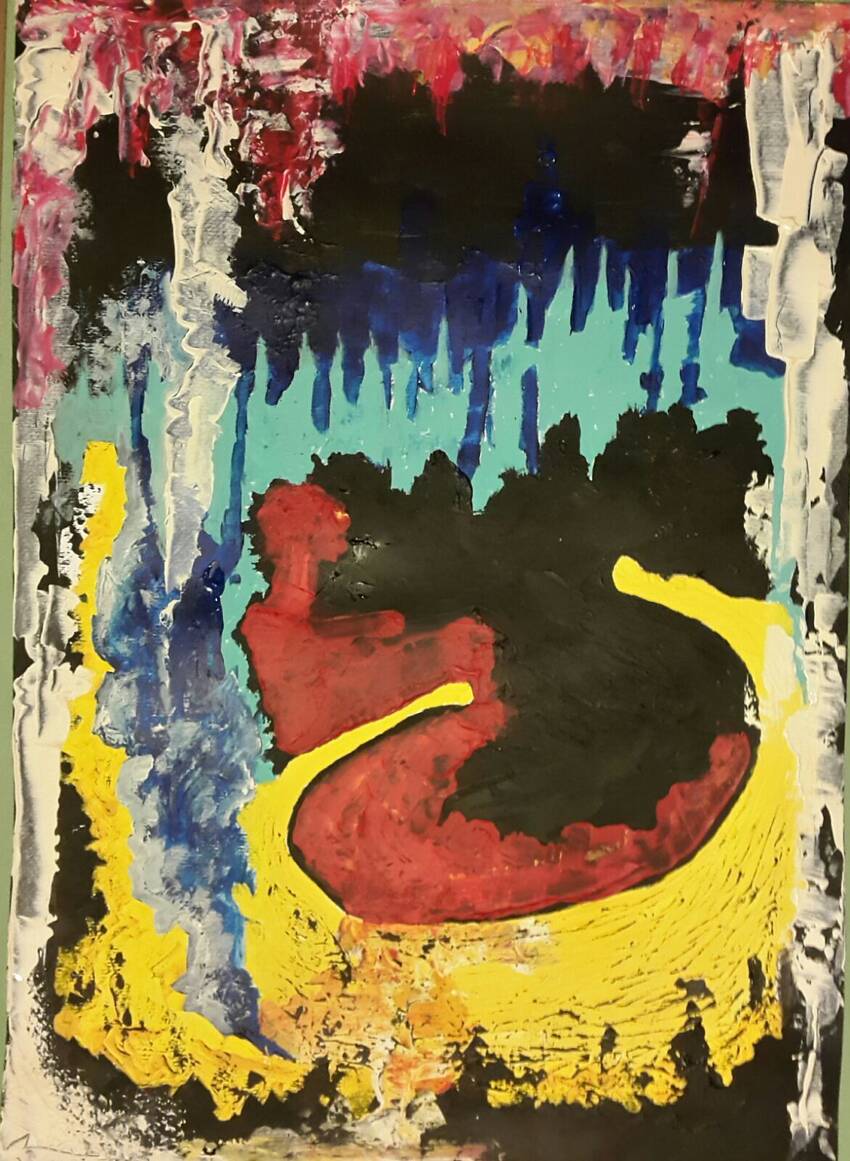 particolare di opera astratta di Paolo (Pablo) Buccio, dedicata a Cristina Fedel