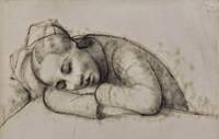 immagine da carboncino di Felice Casorati, "Bambina dormiente" (1927)