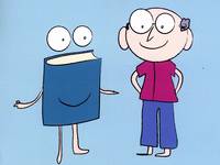 Disegno di un libro ed un uomo che conversano