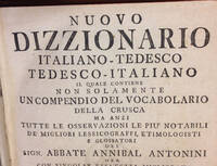 particolare di frontespizio di Dizionario italiano - tedesco del XVIII