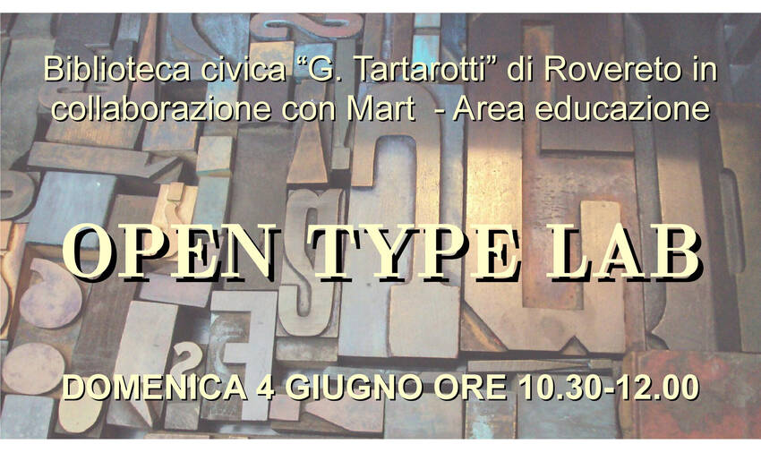 manifesto dell'iniziativa con caratteri mobili sullo sfondo