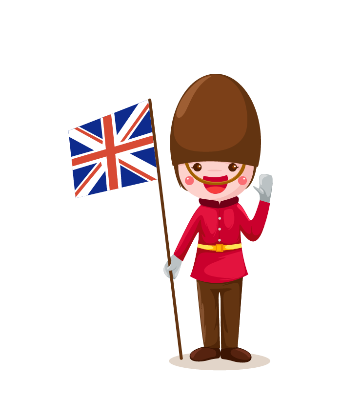 disegno di guardia reale inglese con bandiera