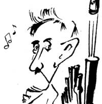 particolare di caricatura b/n di Renato Lunelli