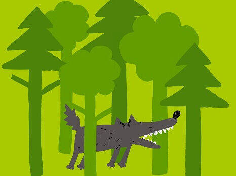 Disegno di un lupo nel bosco