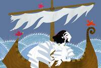 particolare della copertina del libro " Odissea. Il viaggio di Ulisse" di C. Gastaut. Illustrazione di F. Rachmuhl