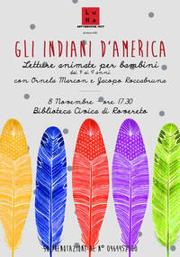 locandina evento con tre piume "indiane" colorate su sfondo chiaro