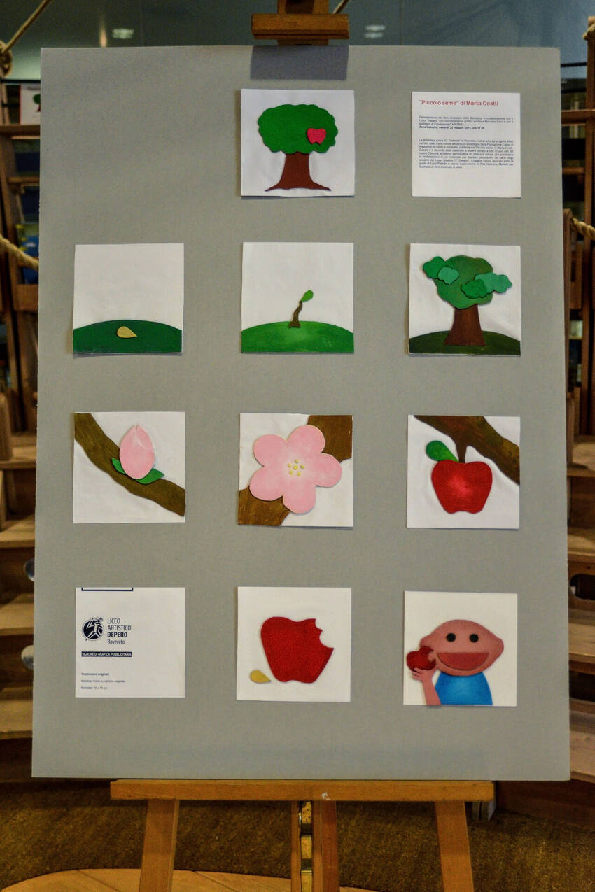 Cartellone con bozzetti grafici del libro (Foto Florio Badocchi 2014)