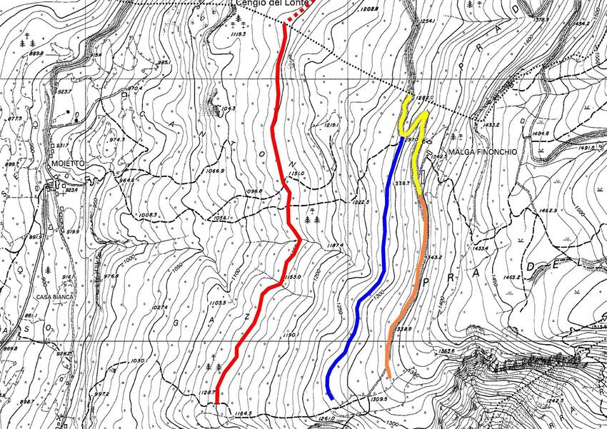 Finonchio, mappa strade forestali
